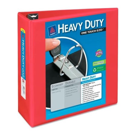 Avery Dennison Avery Heavy-Duty View Binder with One Touch EZD Rings, 4" Capacity, Red 79326